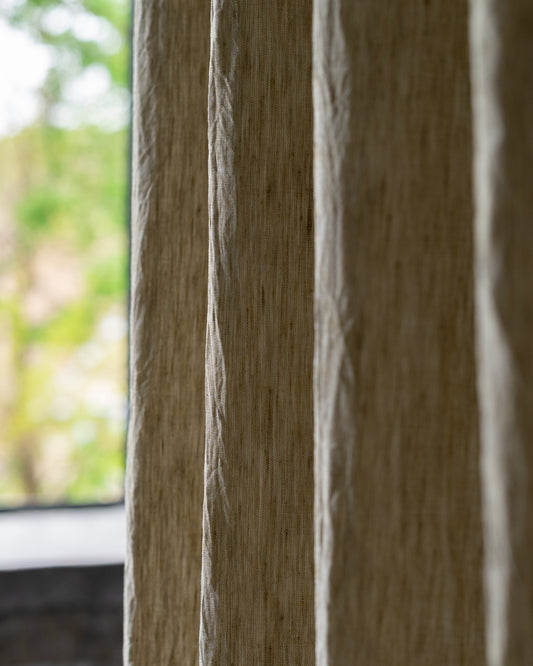Willow Green Linen Curtain | Light Weight | Yarn Dyed