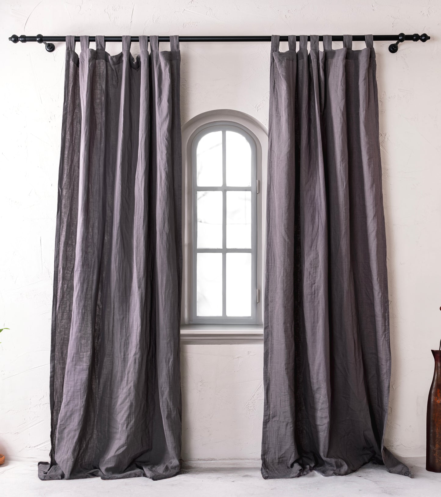 Grey Boho Curtains, 54 Inches Width Curtain, OEKO-TEX® Certified, 100% Cotton