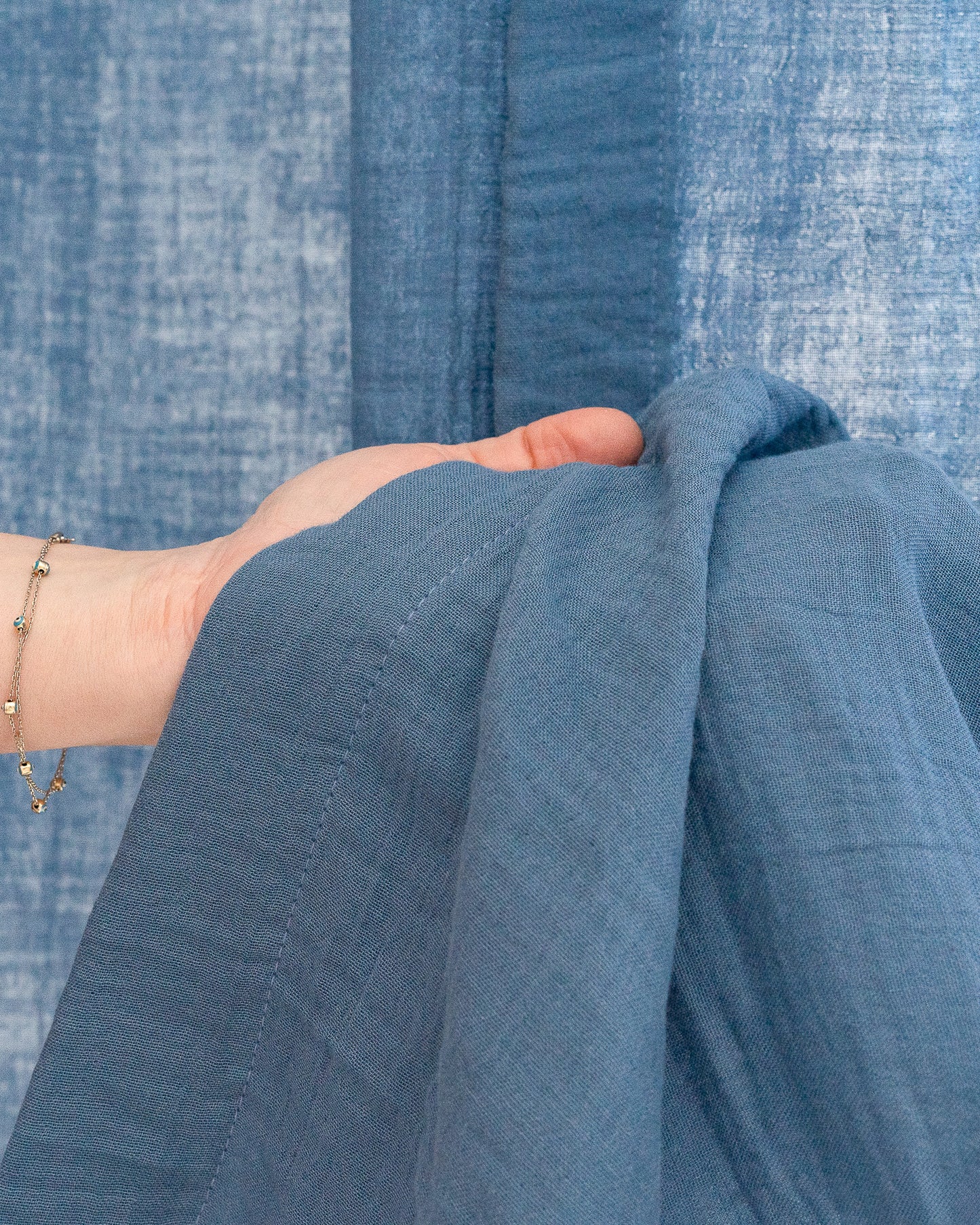 Denim Blue Muslin Curtain | Color 63/69