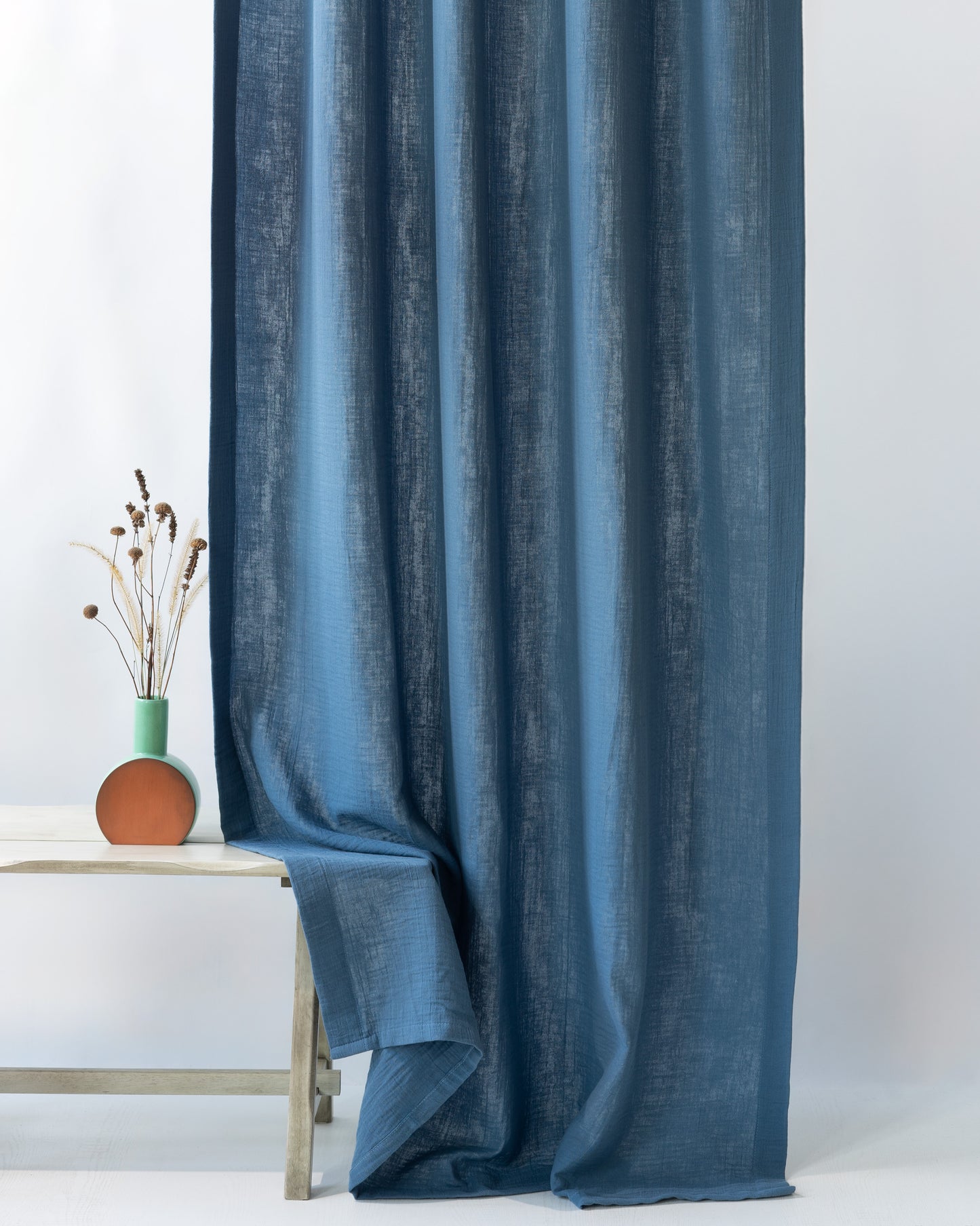 Denim Blue Muslin Curtain | Color 63/69