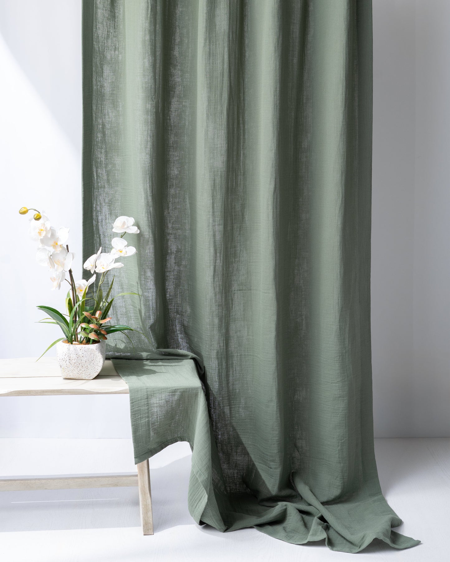 Khaki Green Muslin Curtain | Color 51/69