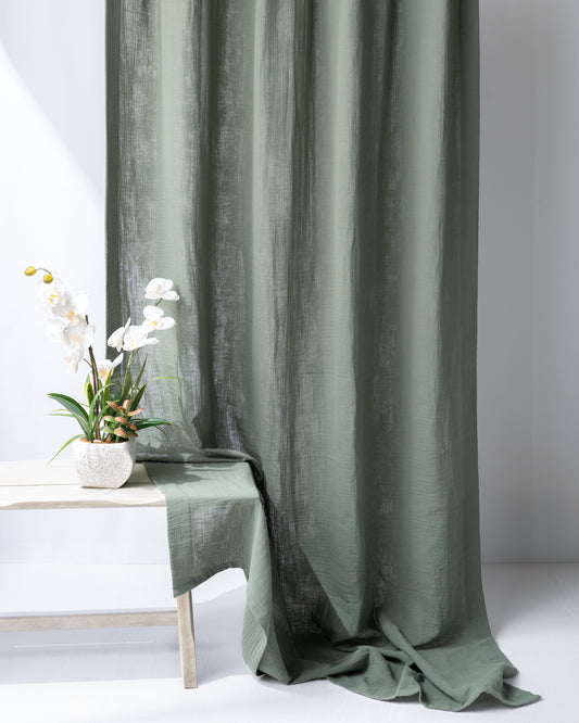 Khaki Green Muslin Curtain | Color 51/69