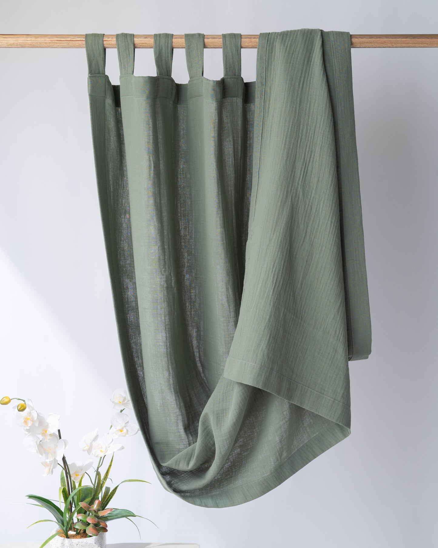 Khaki Green Muslin Curtain | Color 51/69