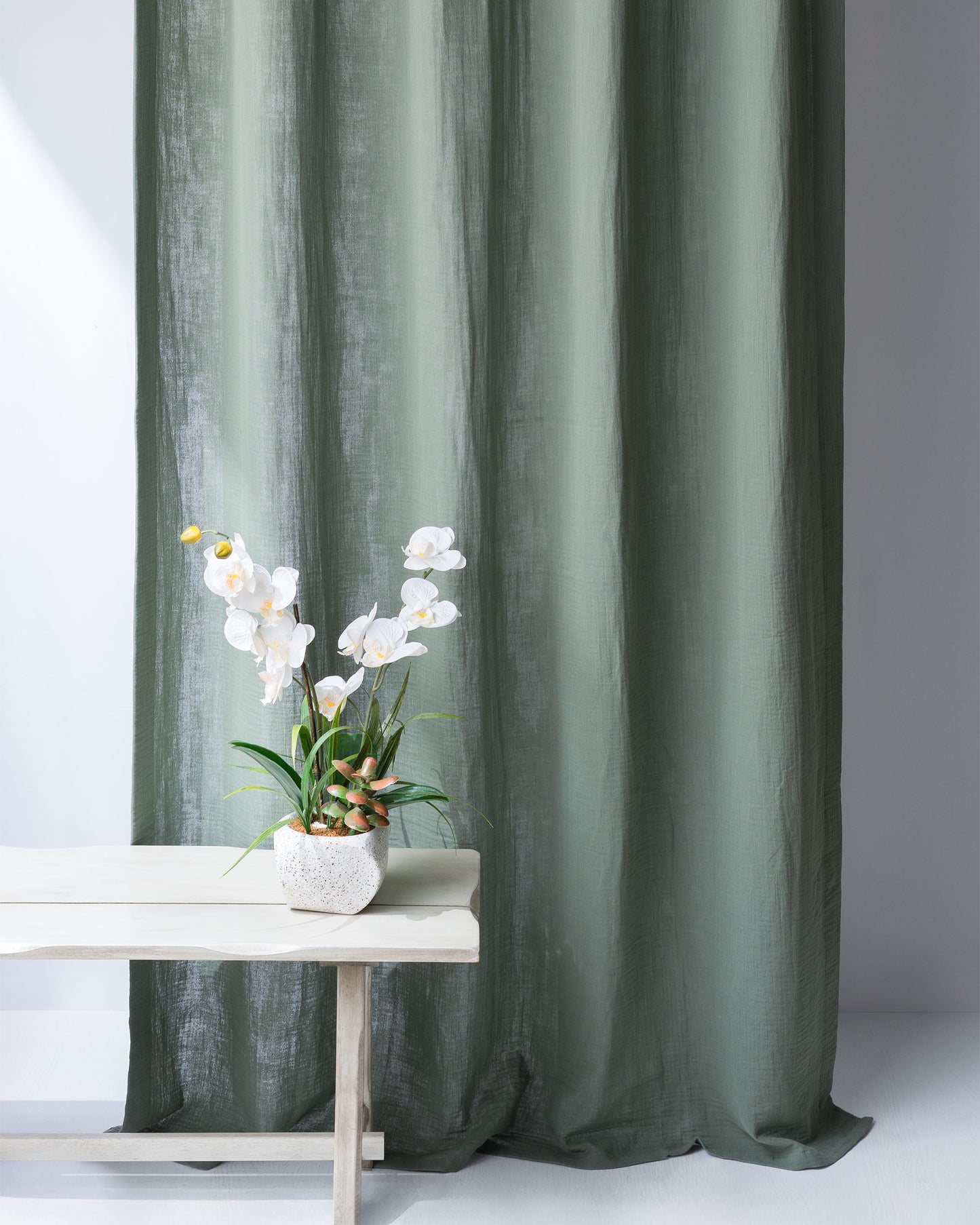 Khaki Green Muslin Curtain | Color 51/69