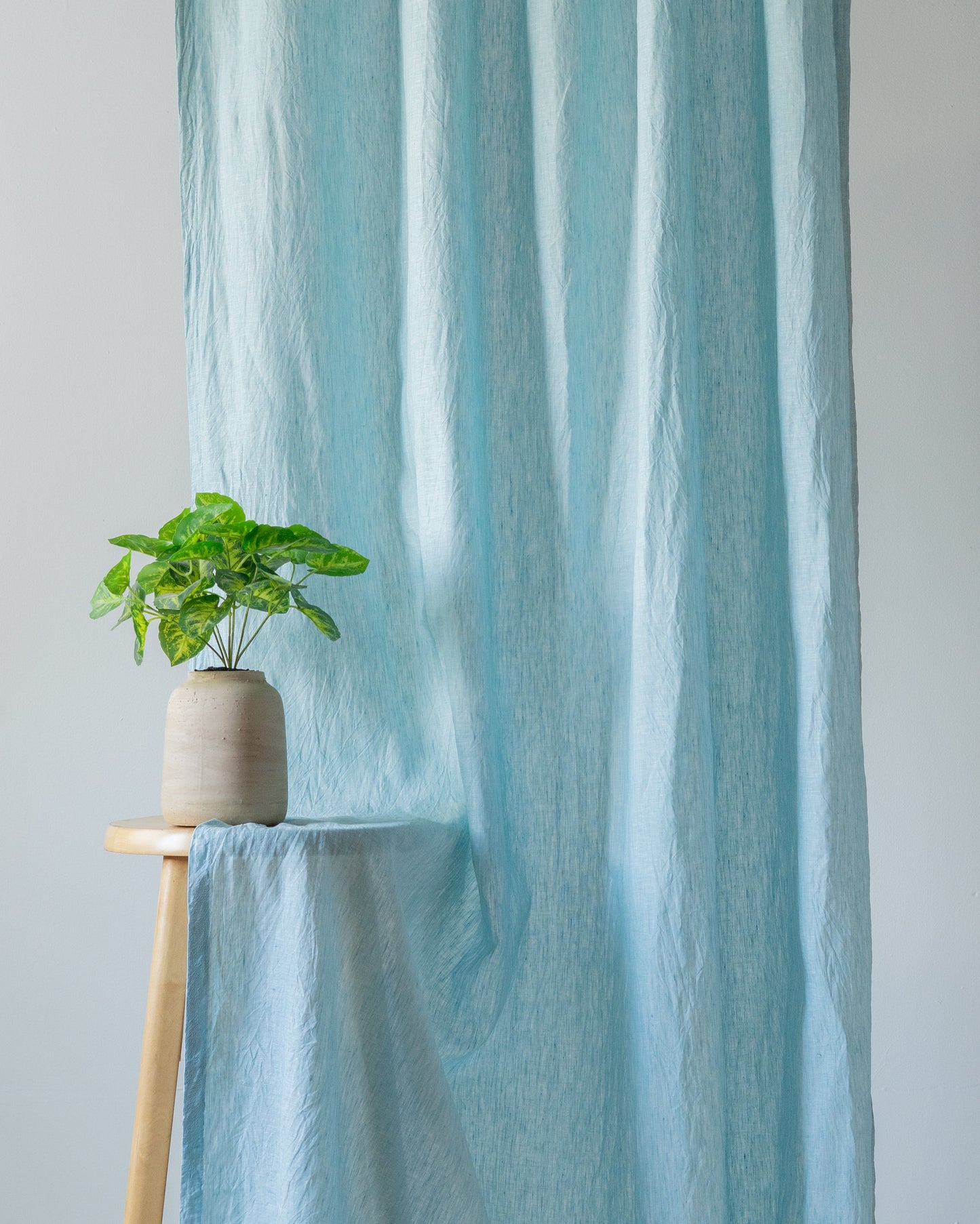 Aqua Linen Curtain | Light Weight | Yarn Dyed