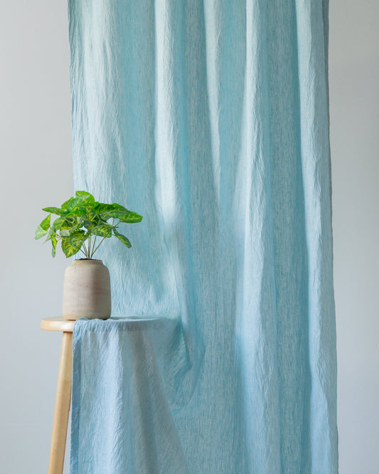 Aqua Linen Curtain | Light Weight | Yarn Dyed