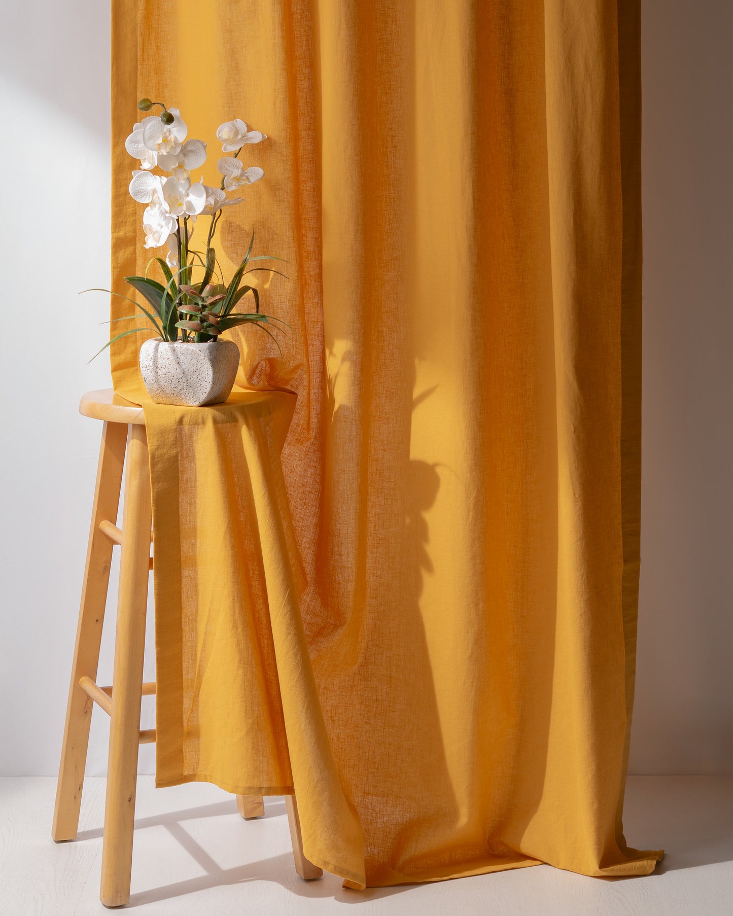 Mustard Yellow Cotton Linen Curtain