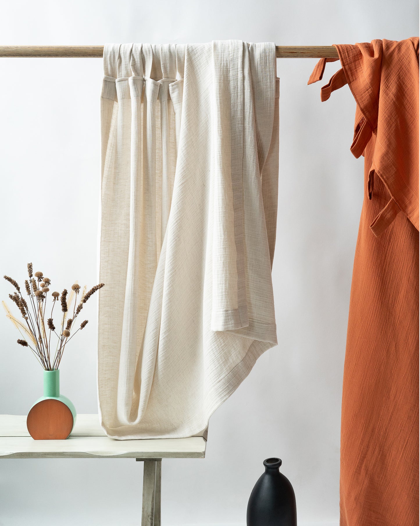 Undyed Cotton Linen Muslin Curtain