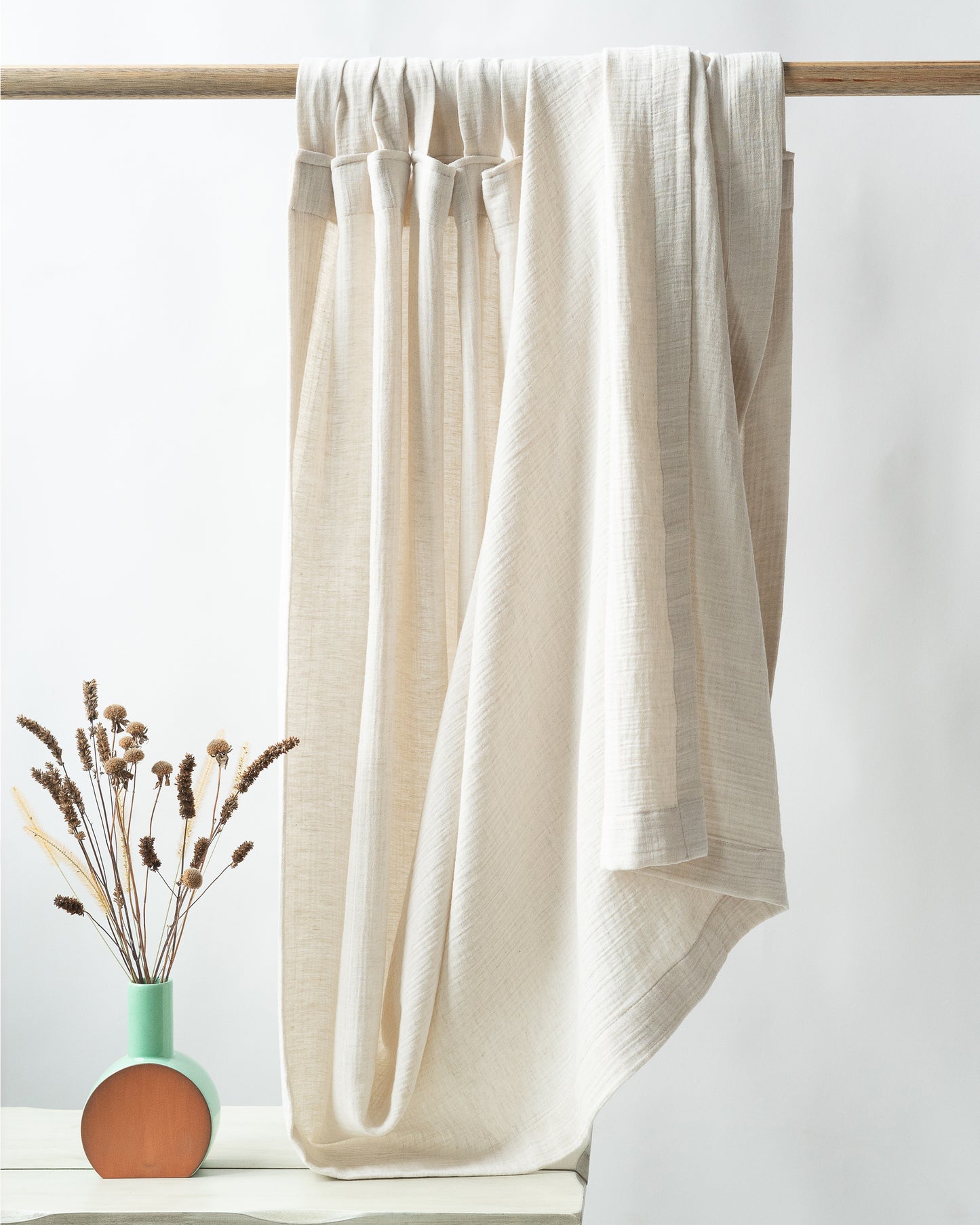 Undyed Cotton Linen Muslin Curtain