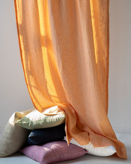 Orange Linen Curtain | Light Weight | Yarn Dyed