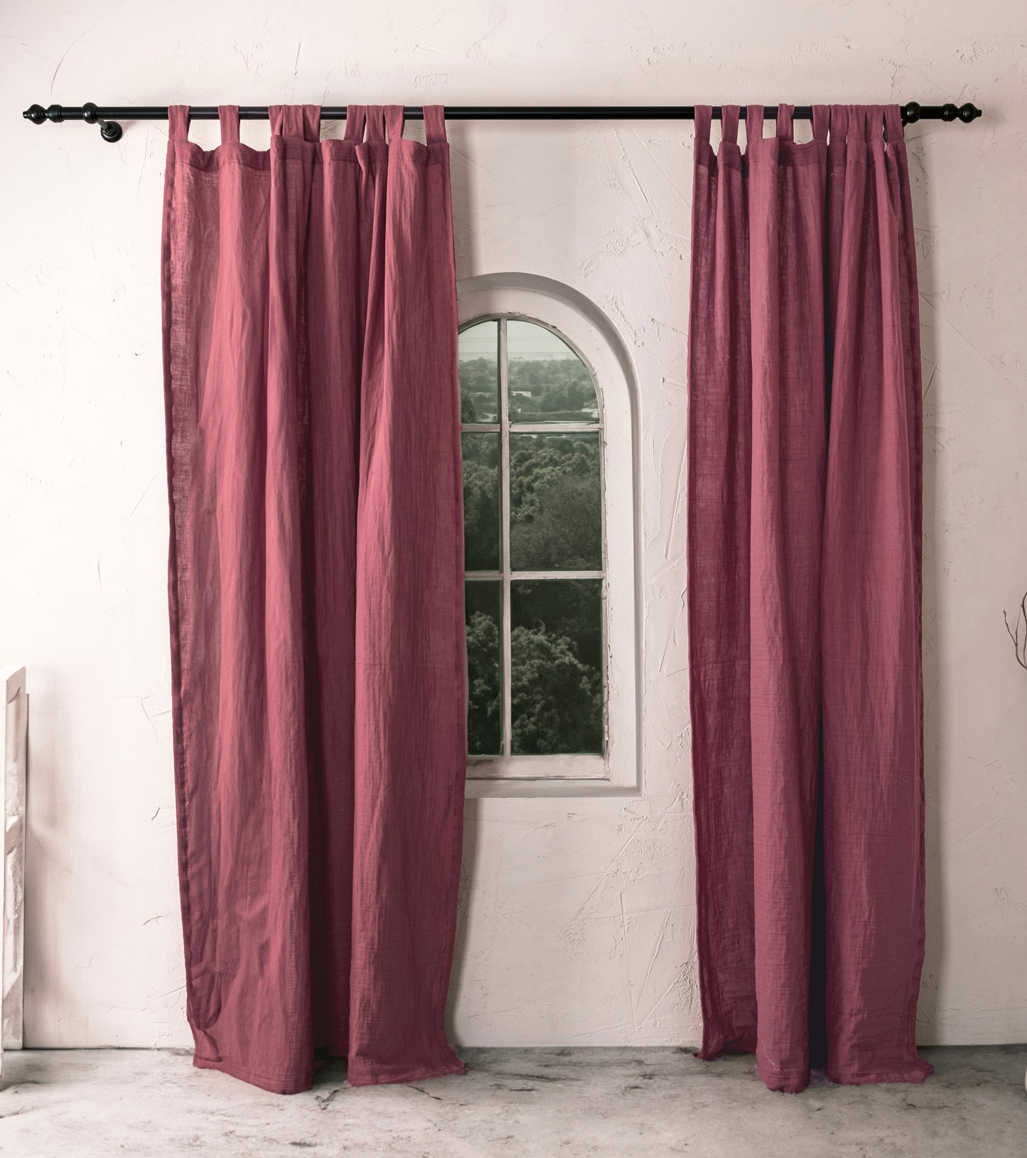 Rose Curtains, Wine Boho Curtains