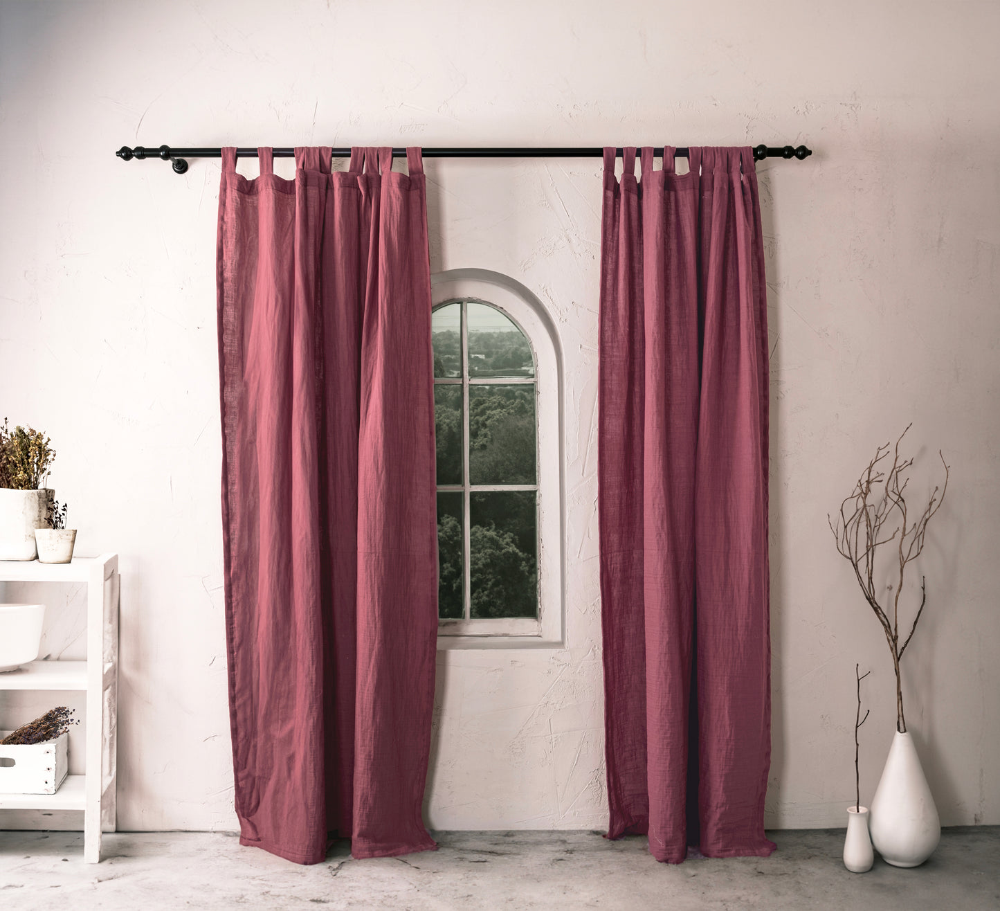 Rose Curtains, Wine Boho Curtains