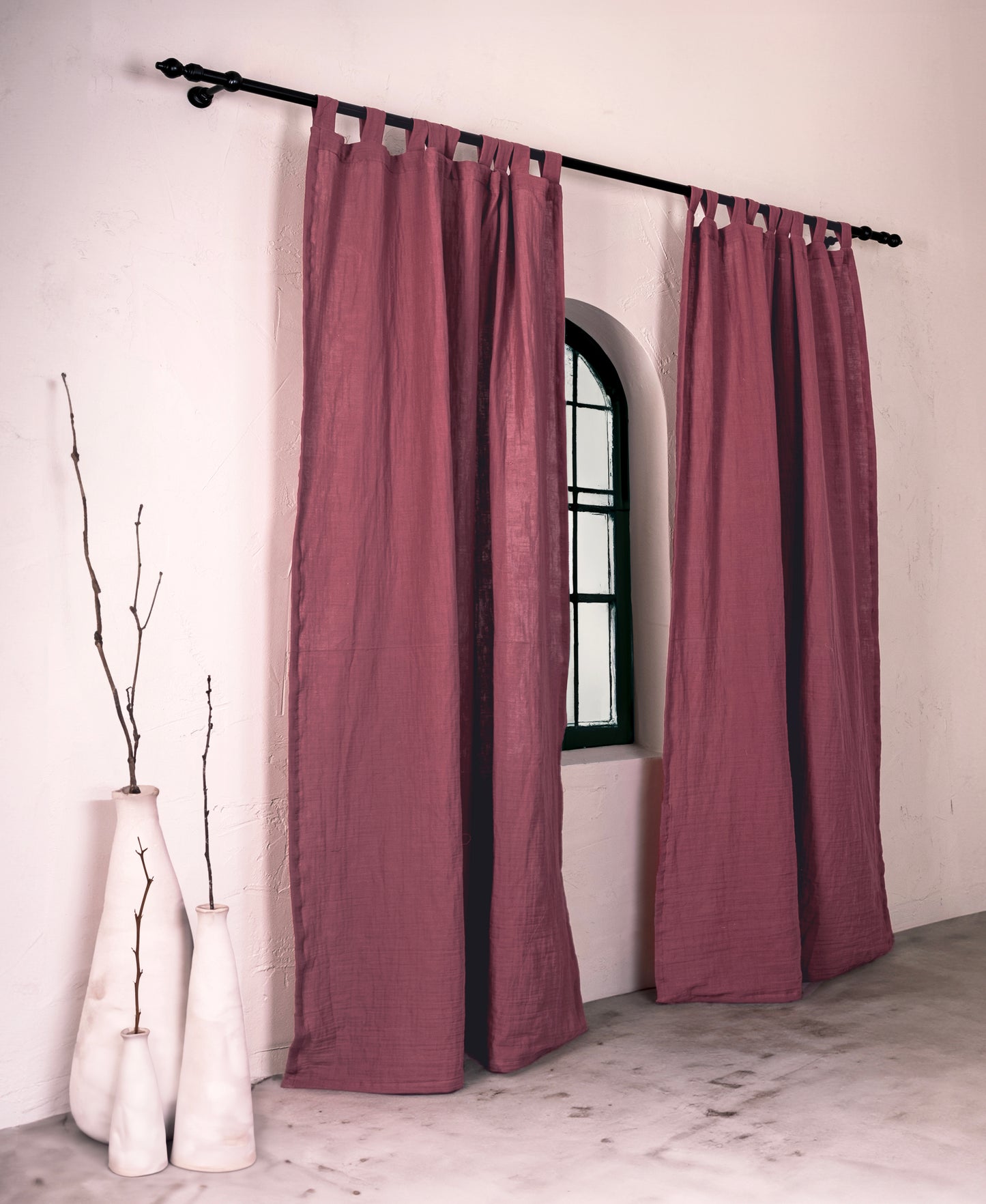 Rose Curtains, Wine Boho Curtains