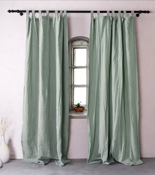 Light Green Boho Curtains, 54 Inches Width Curtain, OEKO-TEX® Certified, 100% Cotton