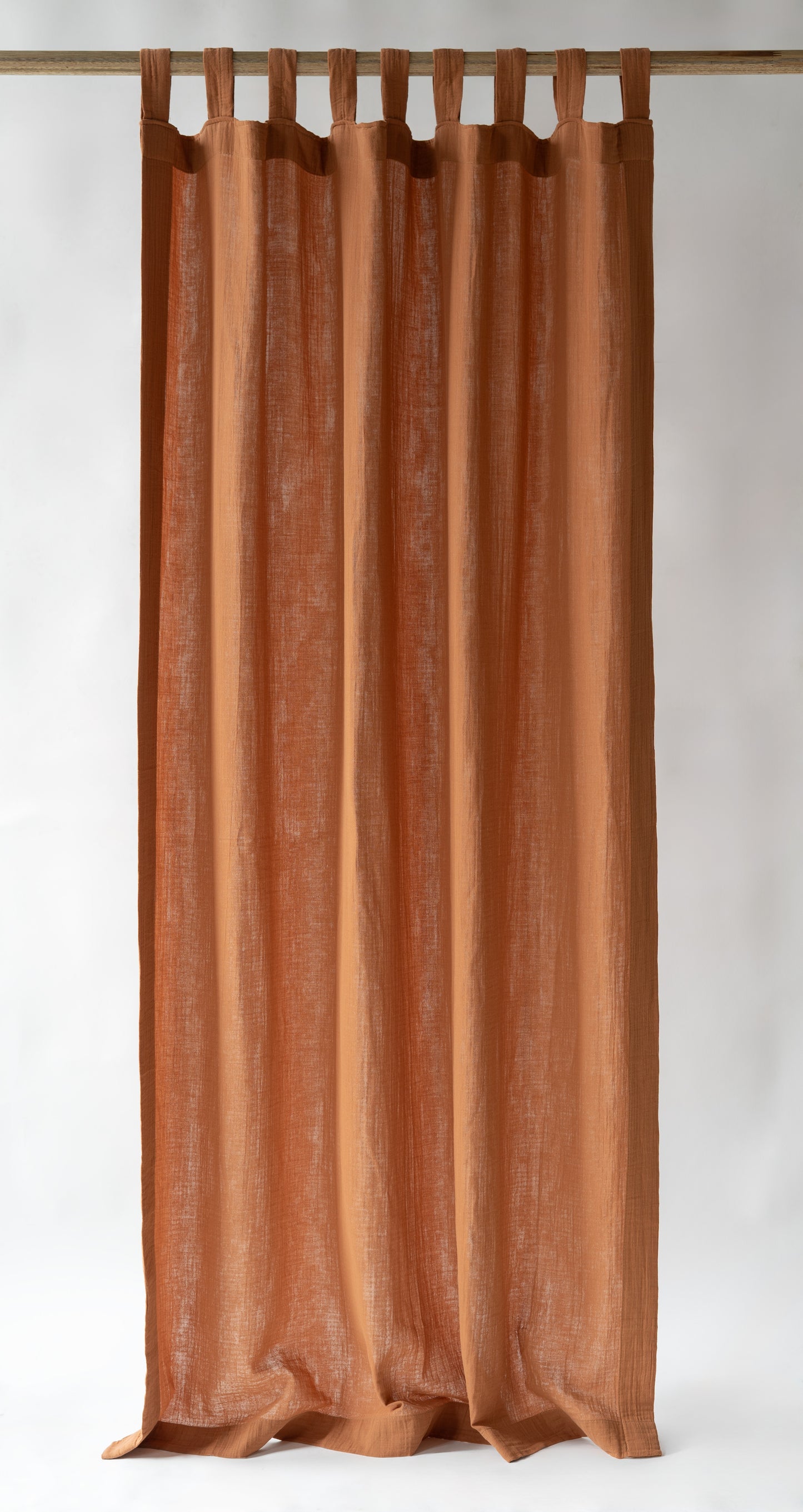 Terracotta Muslin Curtains | Sienna Color Curtains | Made from Soft and Semi-Sheer 100% Organic Cotton Muslin Fabrics