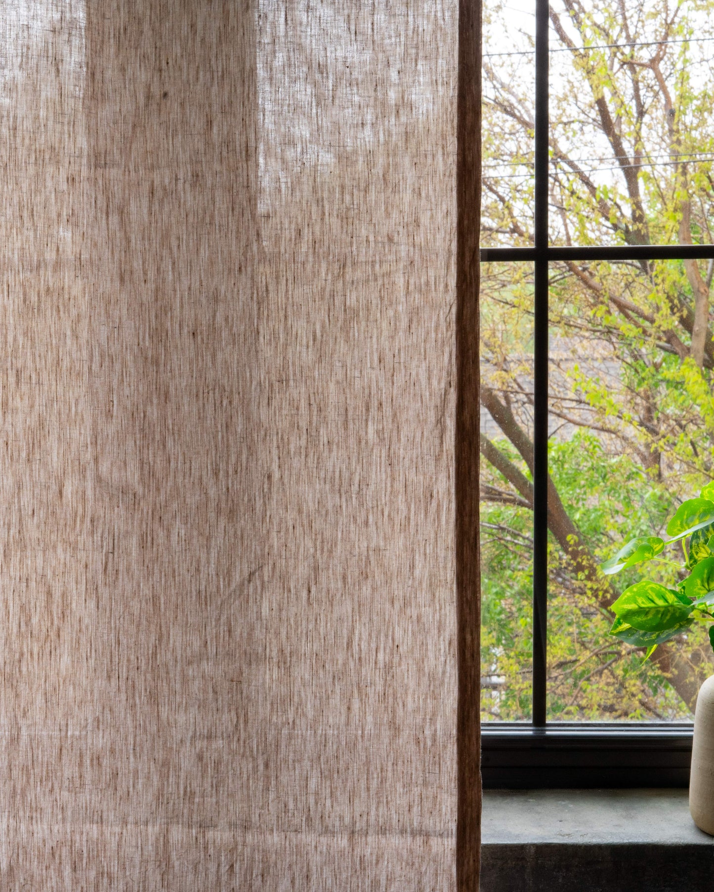 Tobacco Linen Curtain | Light Weight | Yarn Dyed