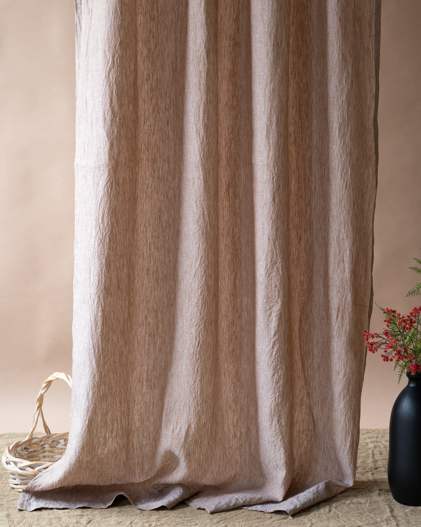 Tobacco Linen Curtain | Light Weight | Yarn Dyed