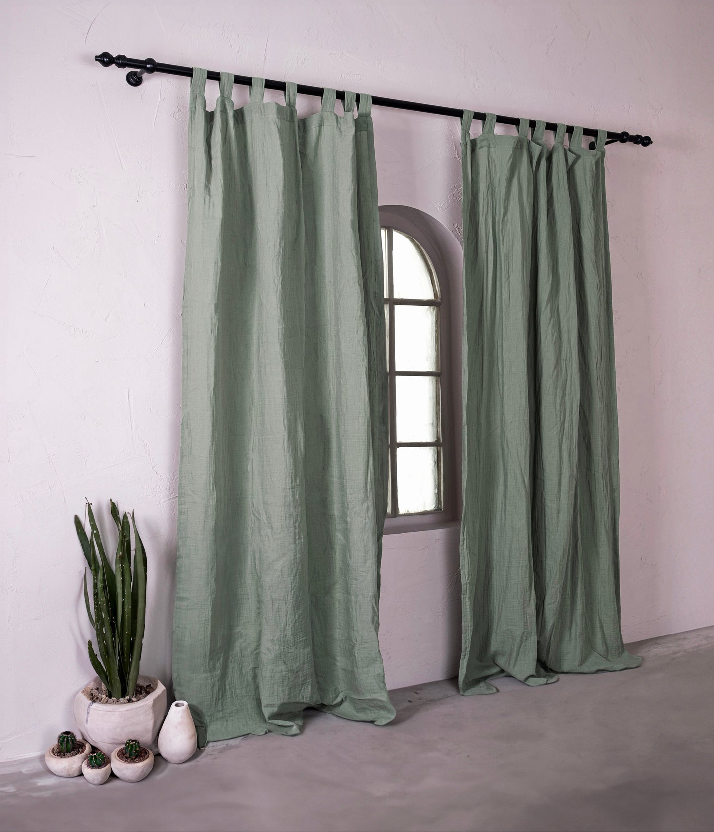 Light Green Boho Curtains, 54 Inches Width Curtain, OEKO-TEX® Certified, 100% Cotton