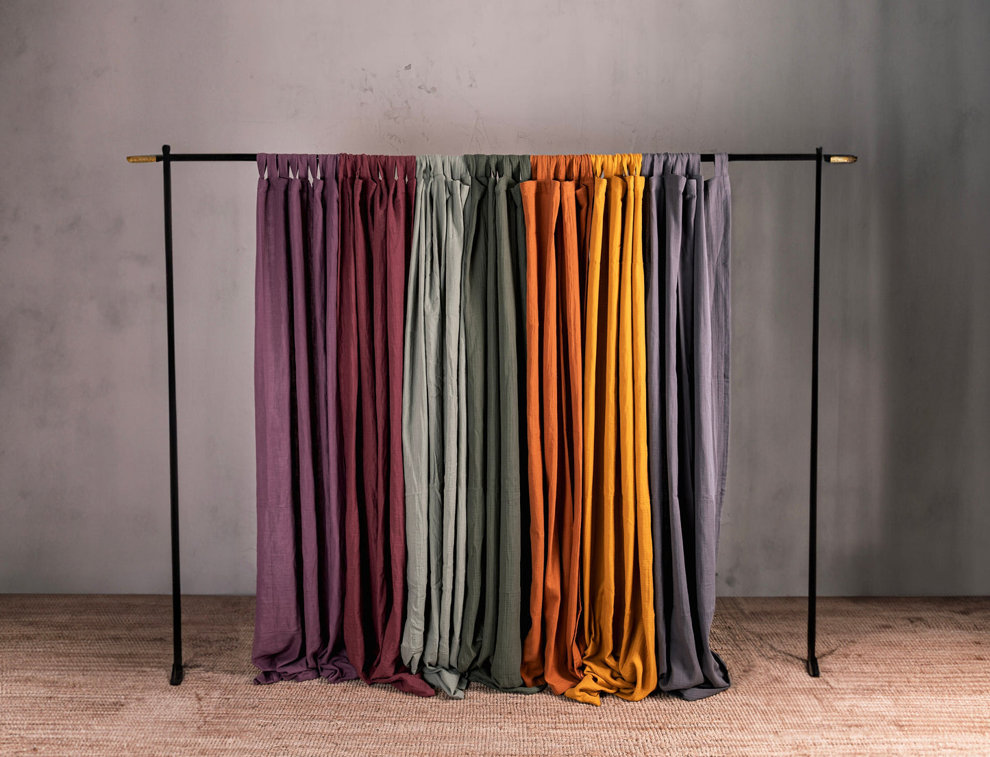 Terracotta Boho Curtains, 54 Inches Width Curtain, OEKO-TEX® Certified, 100% Cotton