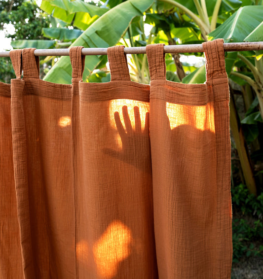 Terracotta Boho Curtains, 54 Inches Width Curtain, OEKO-TEX® Certified, 100% Cotton