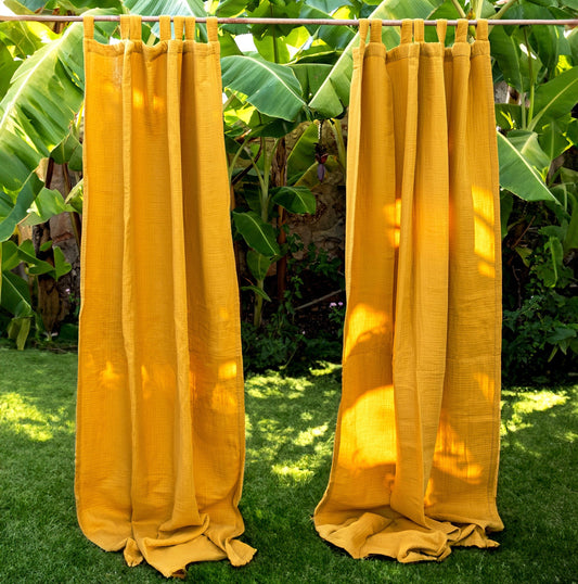 Yellow Boho Curtains, 54 Inches Width, OEKO-TEX® Certified 100% Cotton