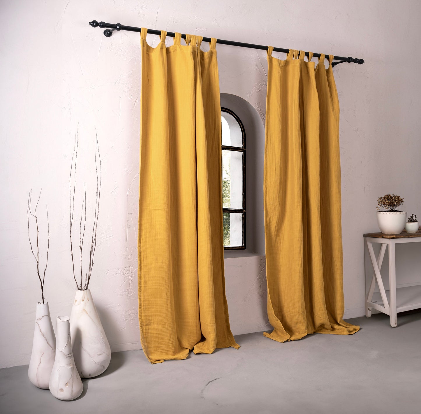 Yellow Boho Curtains, 54 Inches Width, OEKO-TEX® Certified, 100% Cotton