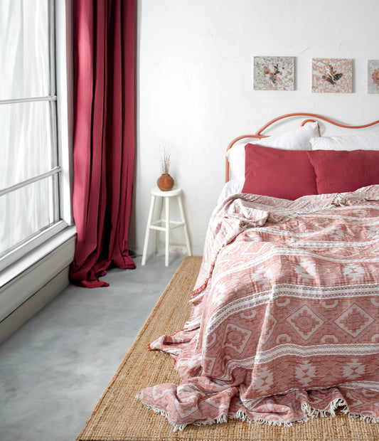 King Size Terracotta Cotton Bedspread